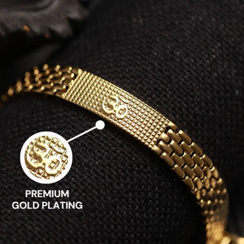 Gold Plated Sacred Grid Om Bracelet