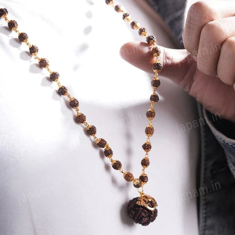 Gold Plated Shree Om Rudraksha Mala