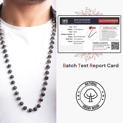 Silver Plated Eternal Karungali Mala - Natural Ebony Wood (Govt. Certified)