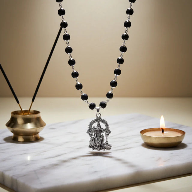 Certified Karungali Mala with Lord Murugan Pendant | Protection,Health and Success