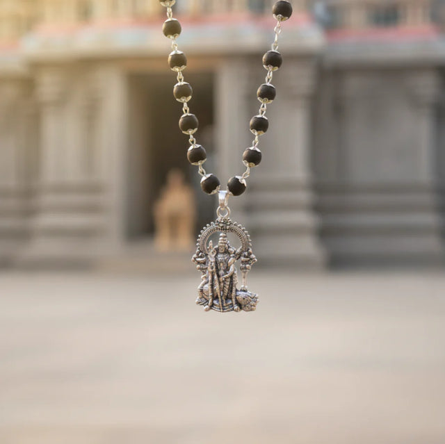 Certified Karungali Mala with Lord Murugan Pendant | Protection,Health and Success