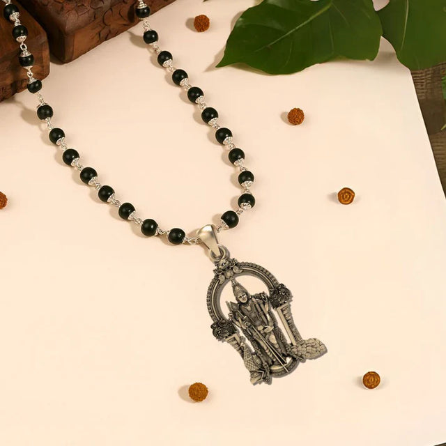 Certified Karungali Mala with Lord Murugan Pendant | Protection,Health and Success