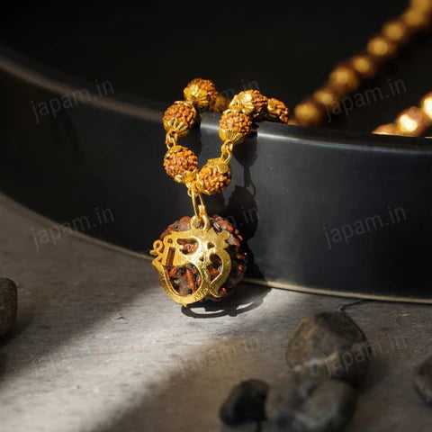 Gold Plated Shree Om Rudraksha Mala