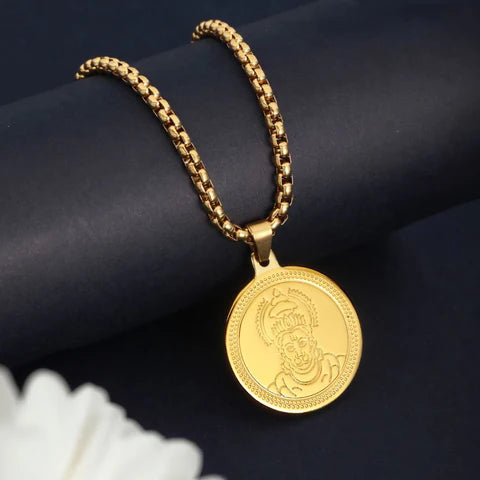 24K Gold Plated Hanuman Ji Coin Necklace