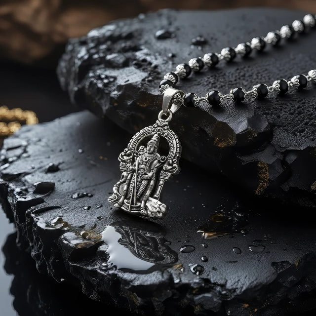 Certified Karungali Mala with Lord Murugan Pendant | Protection,Health and Success