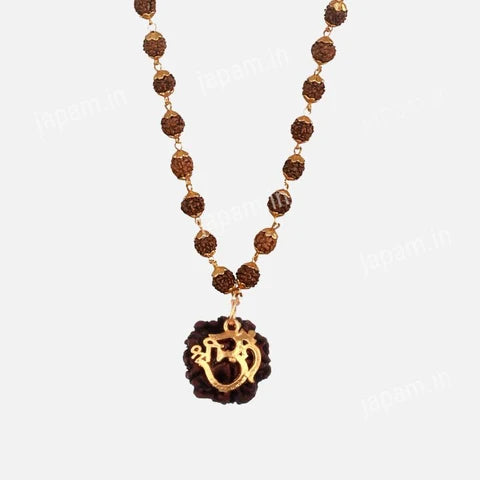 Gold Plated Shree Om Rudraksha Mala