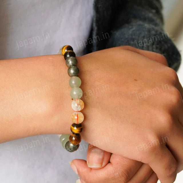 Money Magnet Fusion Band - Pyrite, Tiger Eye, Citrine & Aventurine Beads